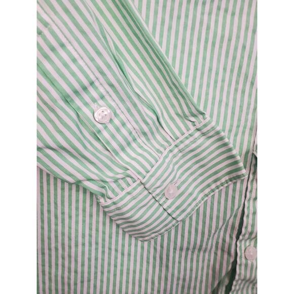 H&M Size Large Green & White Stripe Button Up Shirt - Picture 6 of 6